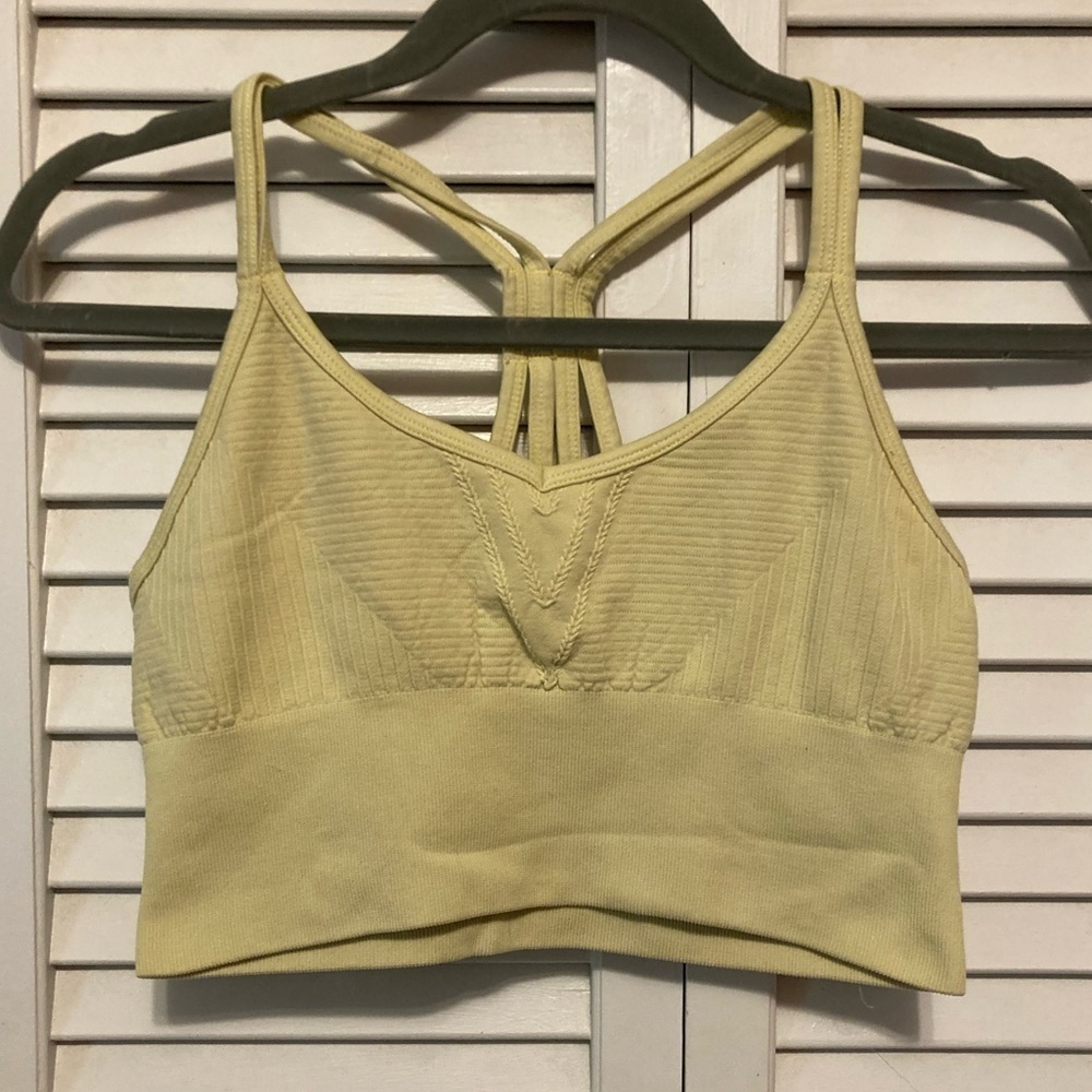 Yogalicious Yellow Rib Seamless Vienna Textured Bra Size Large